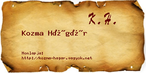 Kozma Hágár névjegykártya